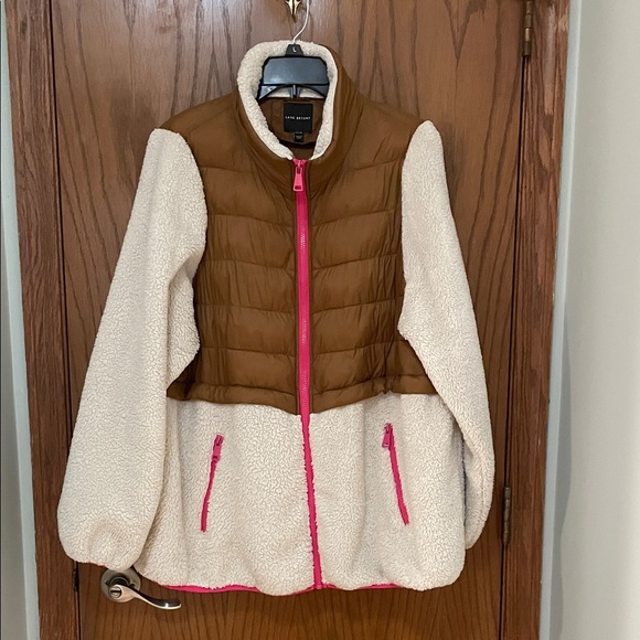 LANE BRYANT UGC Women’s Size 14/16 Brown Cream Puffer Jacket with Pink Accents - Picture 5 of 15